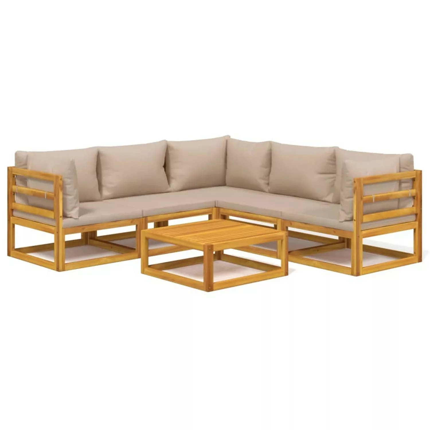 Vidaxl 6-tlg. Garten-lounge-set Mit Taupe Kissen Massivholz günstig online kaufen