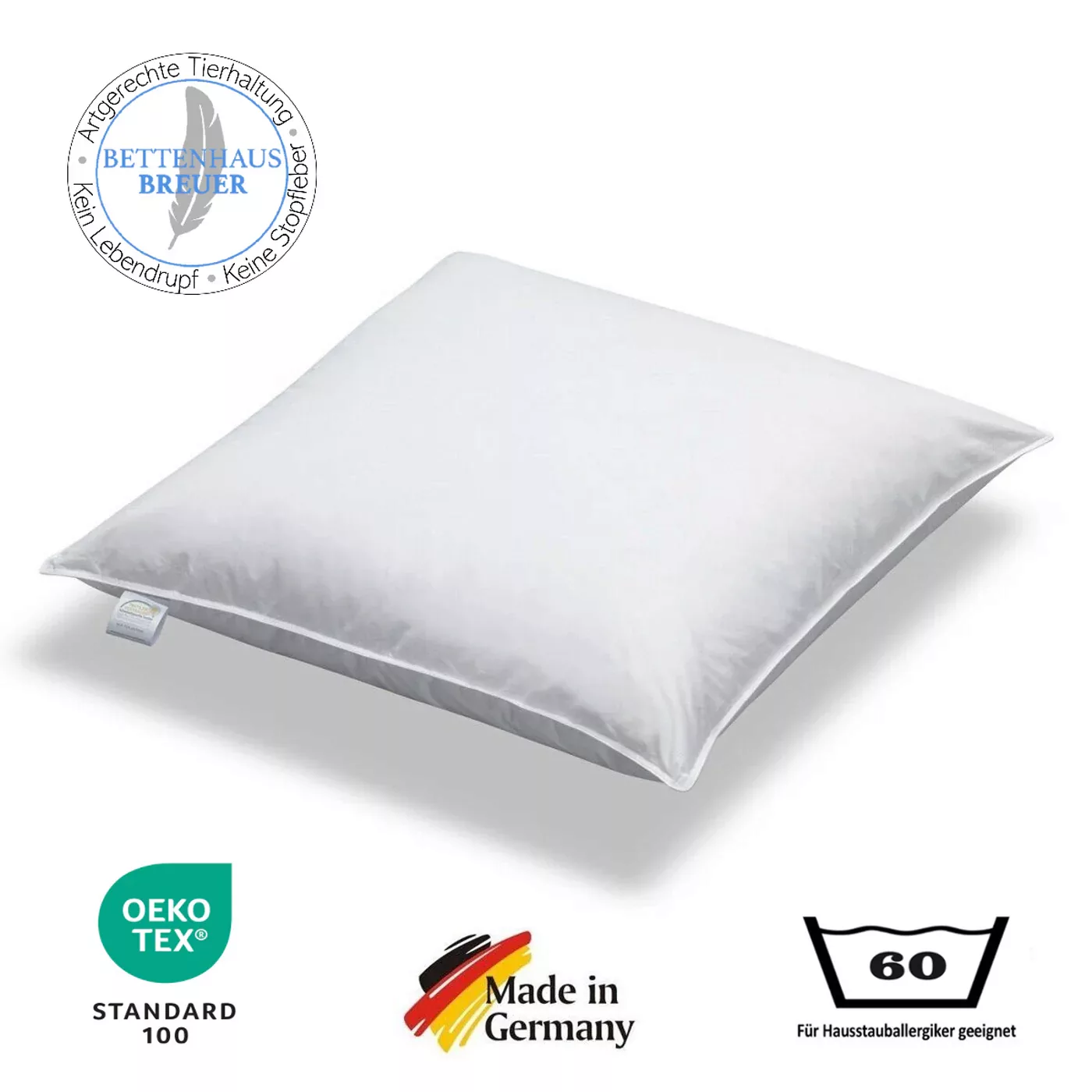 Kopfkissen Daunenkissen 100% sibirische Daunen 500g leicht weich 80x80 günstig online kaufen