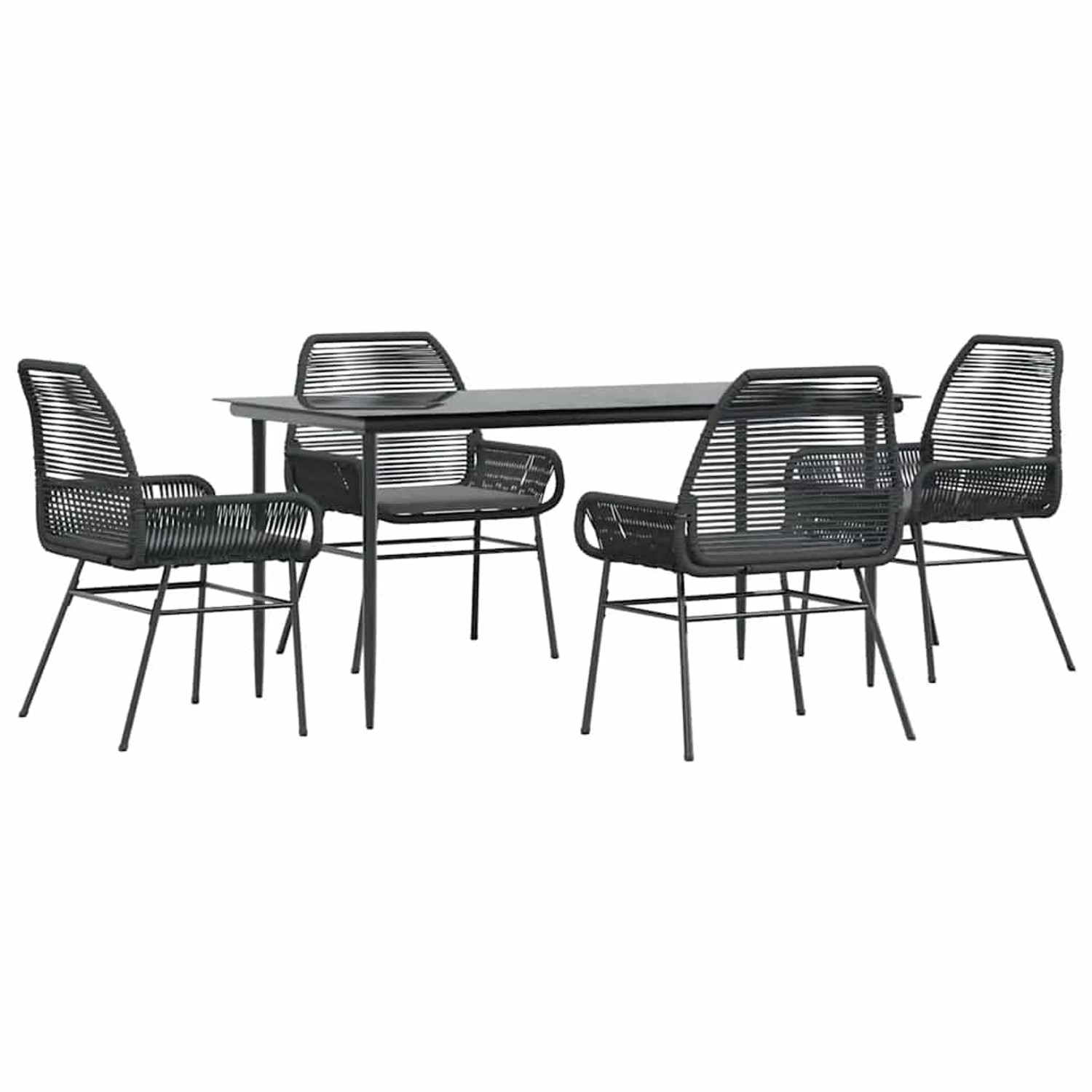 vidaXL 5-Tlg Garten-Essgruppe mit Kissen Schwarz Poly Rattan Glas 3334467 günstig online kaufen