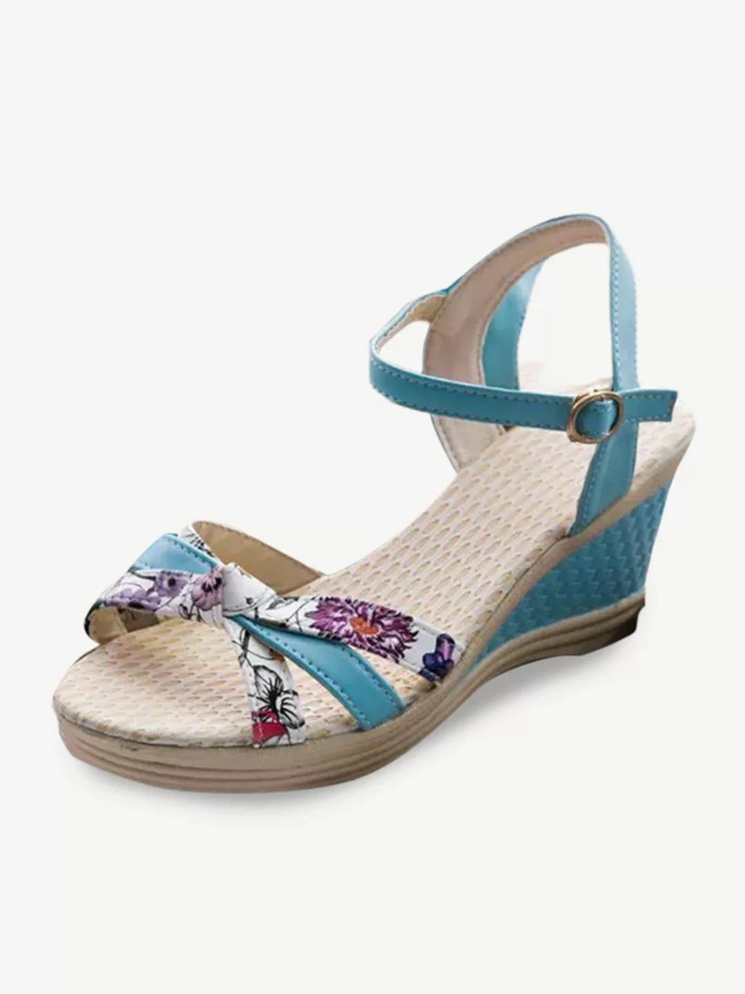 Floral Open Toe Wedge Sandalen günstig online kaufen