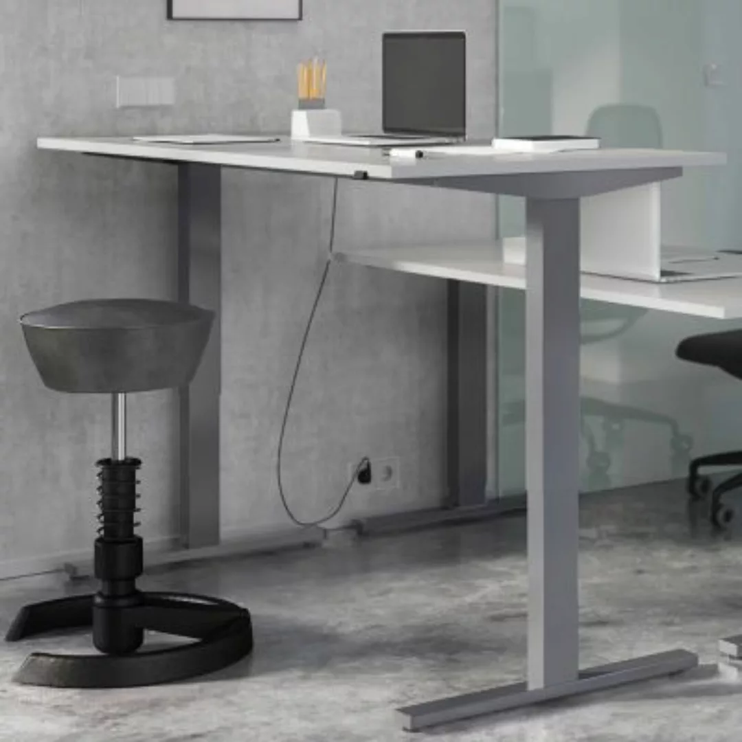 Lomadox Schreibtisch 160cm mit elektr. Höhenverstellung AURAY-01 Lichtgrau/ günstig online kaufen