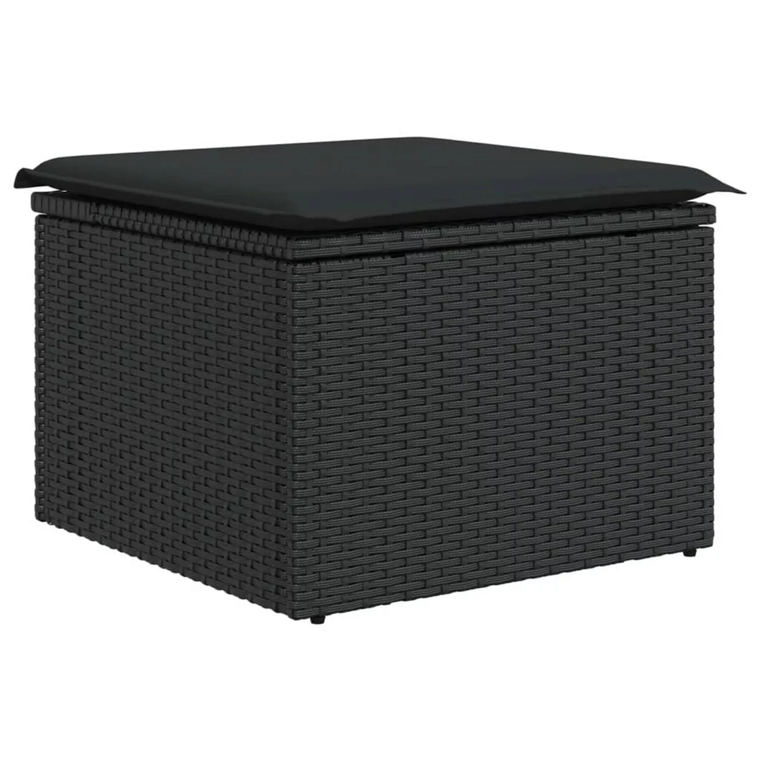 vidaXL Gartenhocker mit Kissen Schwarz 55x55x37 cm Poly Rattan günstig online kaufen