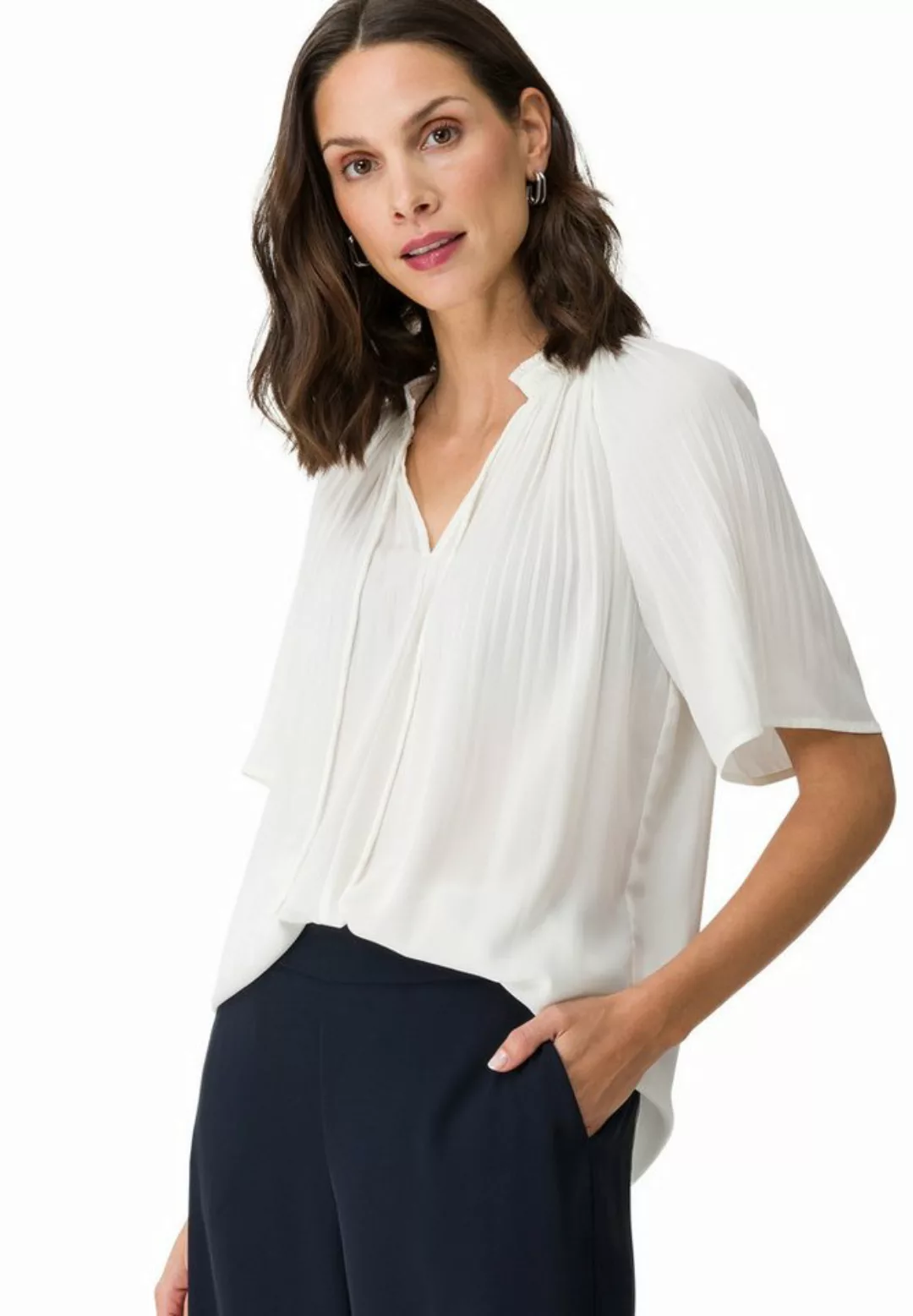 Zero Klassische Bluse "zero Bluse mit Falten" günstig online kaufen