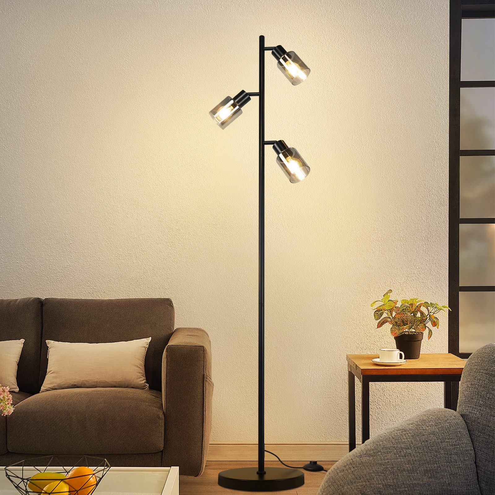 ZMH Stehlampe 3 Flammig aus Glas günstig online kaufen