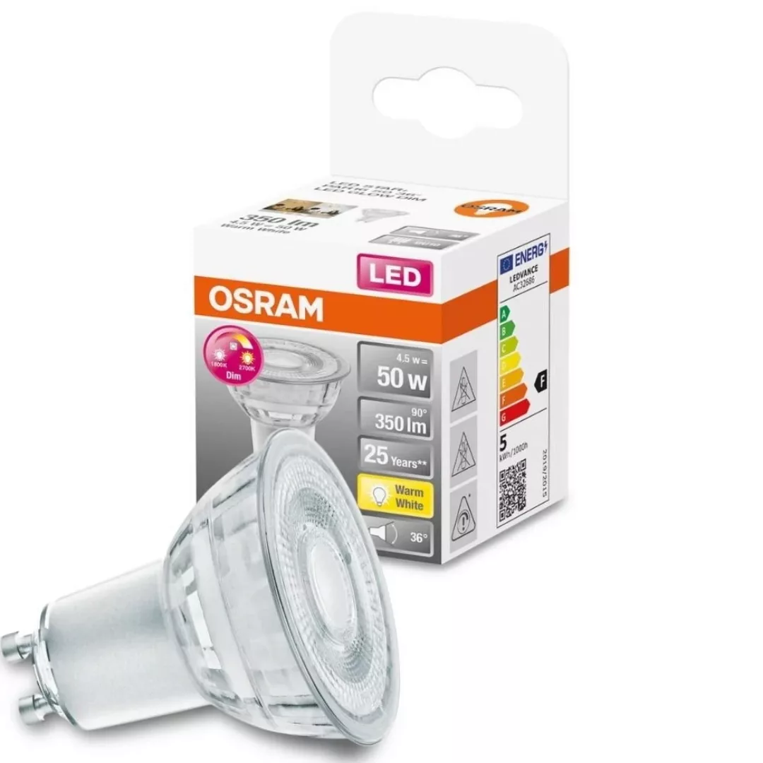 Osram LED-Leuchtmittel GU10 4,5 W Warmweiß 350 lm EEK: F 5,4 x 5 cm (H x Ø) günstig online kaufen