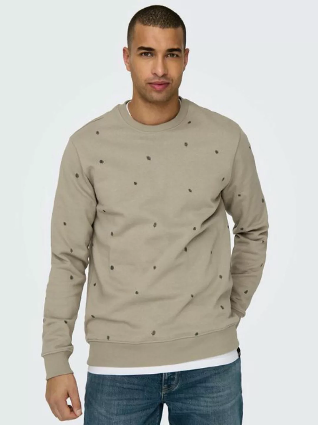 ONLY & SONS Sweatshirt Weicher Pullover Basic Sweatshirt 6912 in Beige günstig online kaufen
