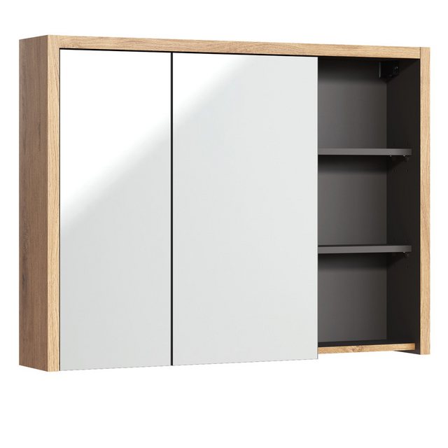 Lomadox Badezimmer Spiegelschrank 100 cm DANZIG-56 in Shetland Eiche Nb. mi günstig online kaufen