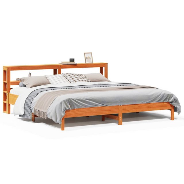 vidaXL Bett, Massivholzbett ohne Matratze Wachsbraun 200x200 Kiefernholz günstig online kaufen