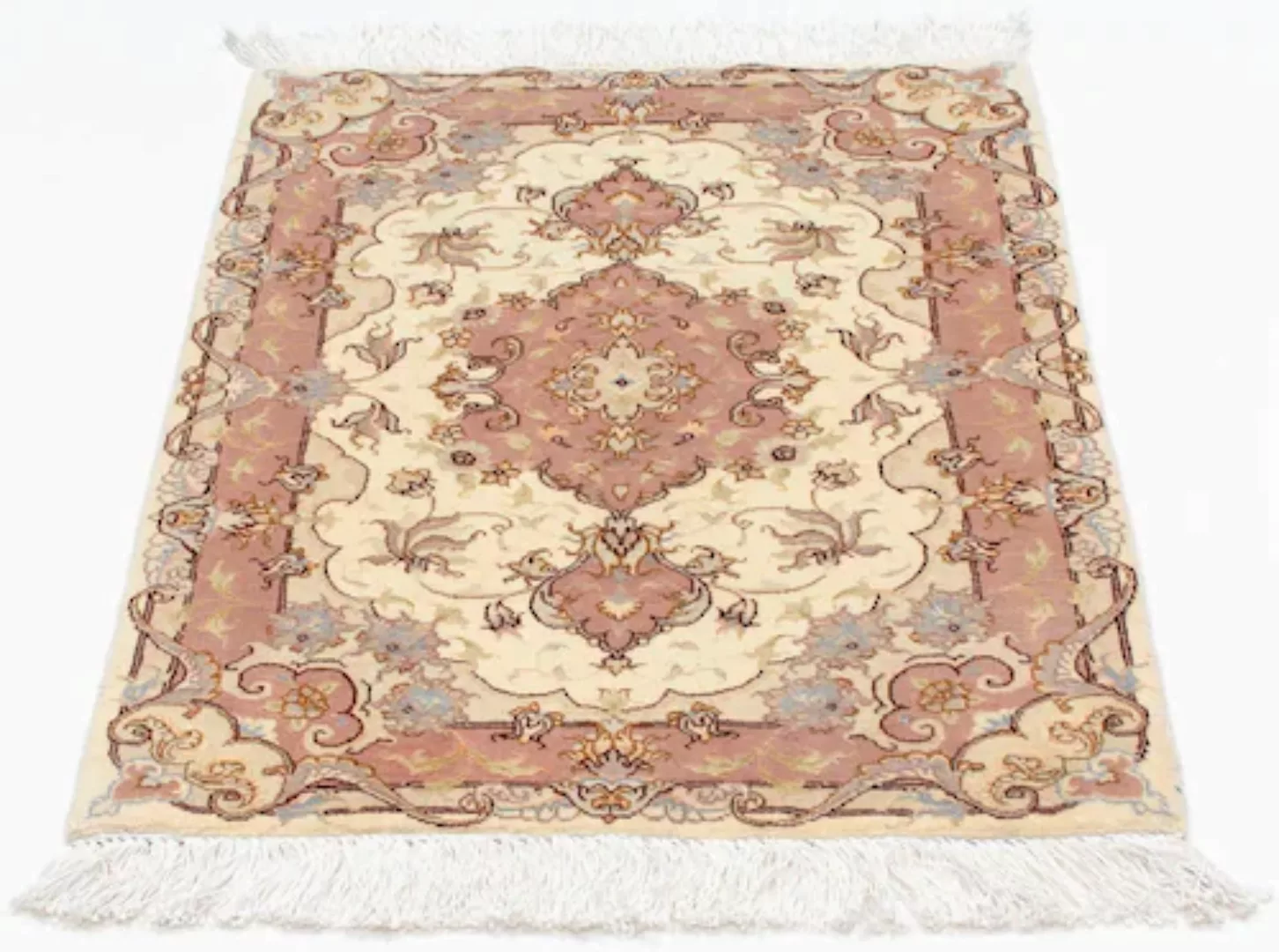 morgenland Wollteppich »Täbriz - 50 Raj Medaillon Beige 89 x 62 cm«, rechte günstig online kaufen