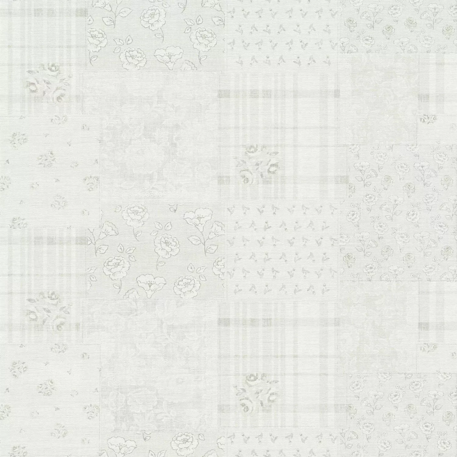 Bricoflor Vintage Tapete im Patchwork Stil Landhausstil Vliestapete in Grau günstig online kaufen