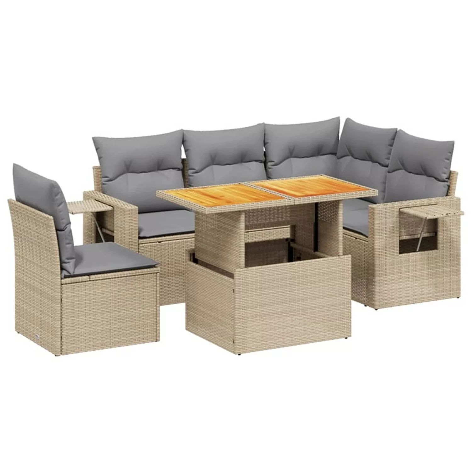 vidaXL 6-tlg Garten-Sofagarnitur mit Kissen Beige Poly Rattan Modell 396 günstig online kaufen