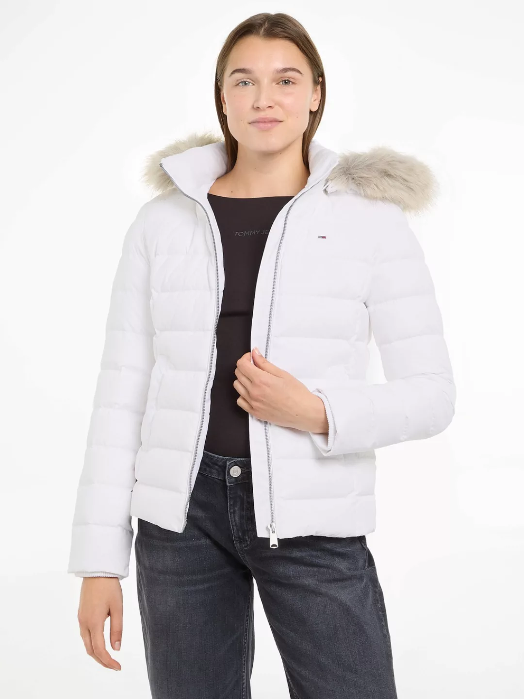 Tommy Jeans Steppjacke TJW BASIC HOODED DOWN JACKET EXT mit Logostickerei günstig online kaufen