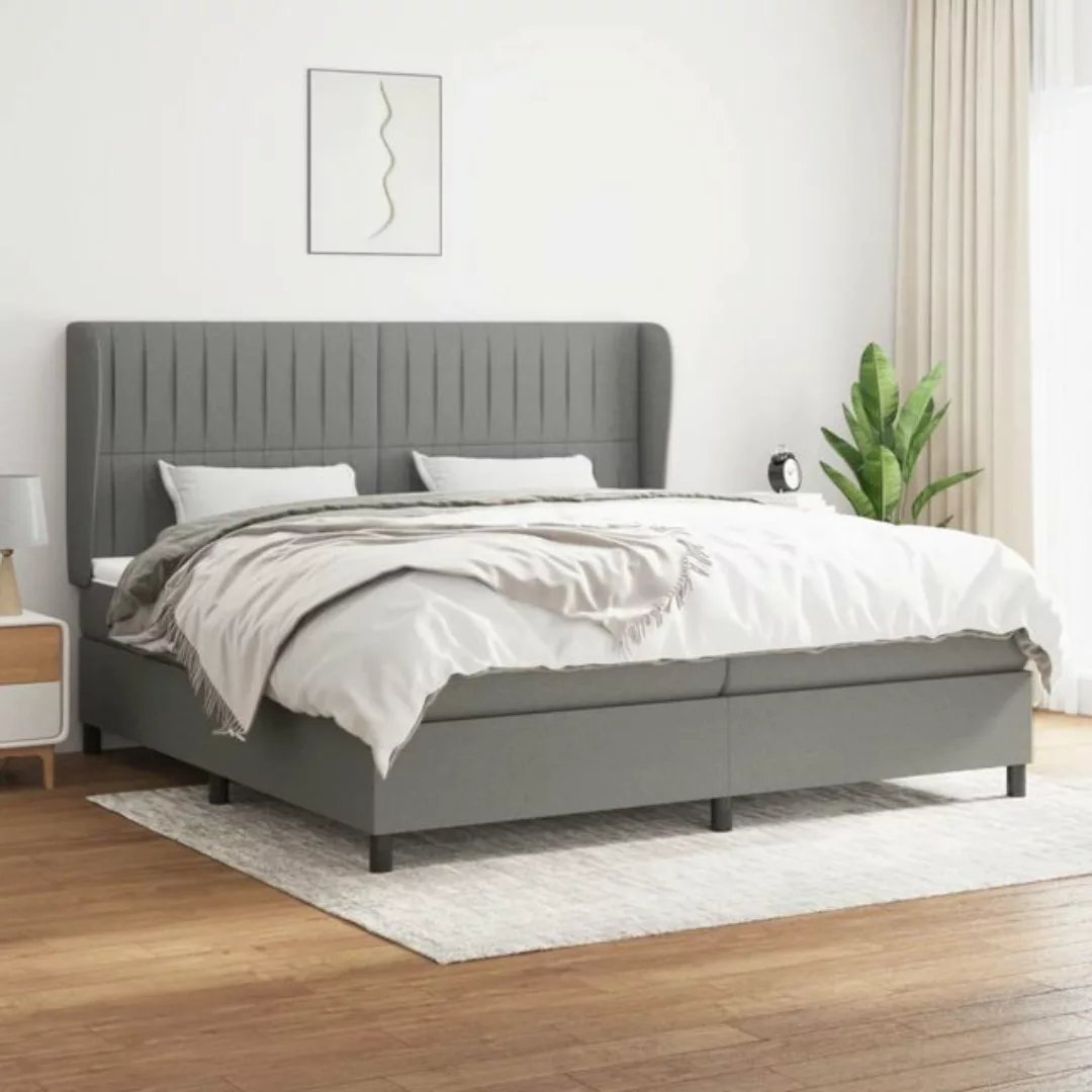 vidaXL Bettgestell Boxspringbett mit Matratze Dunkelgrau 200x200 cm Stoff B günstig online kaufen