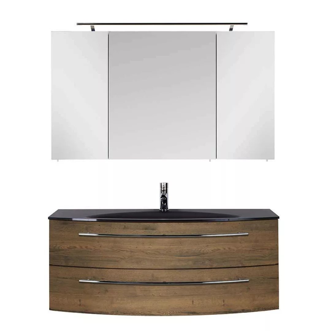 Waschtisch mit Spiegelschrank in Eiche dunkel Touchwood modern (zweiteilig) günstig online kaufen
