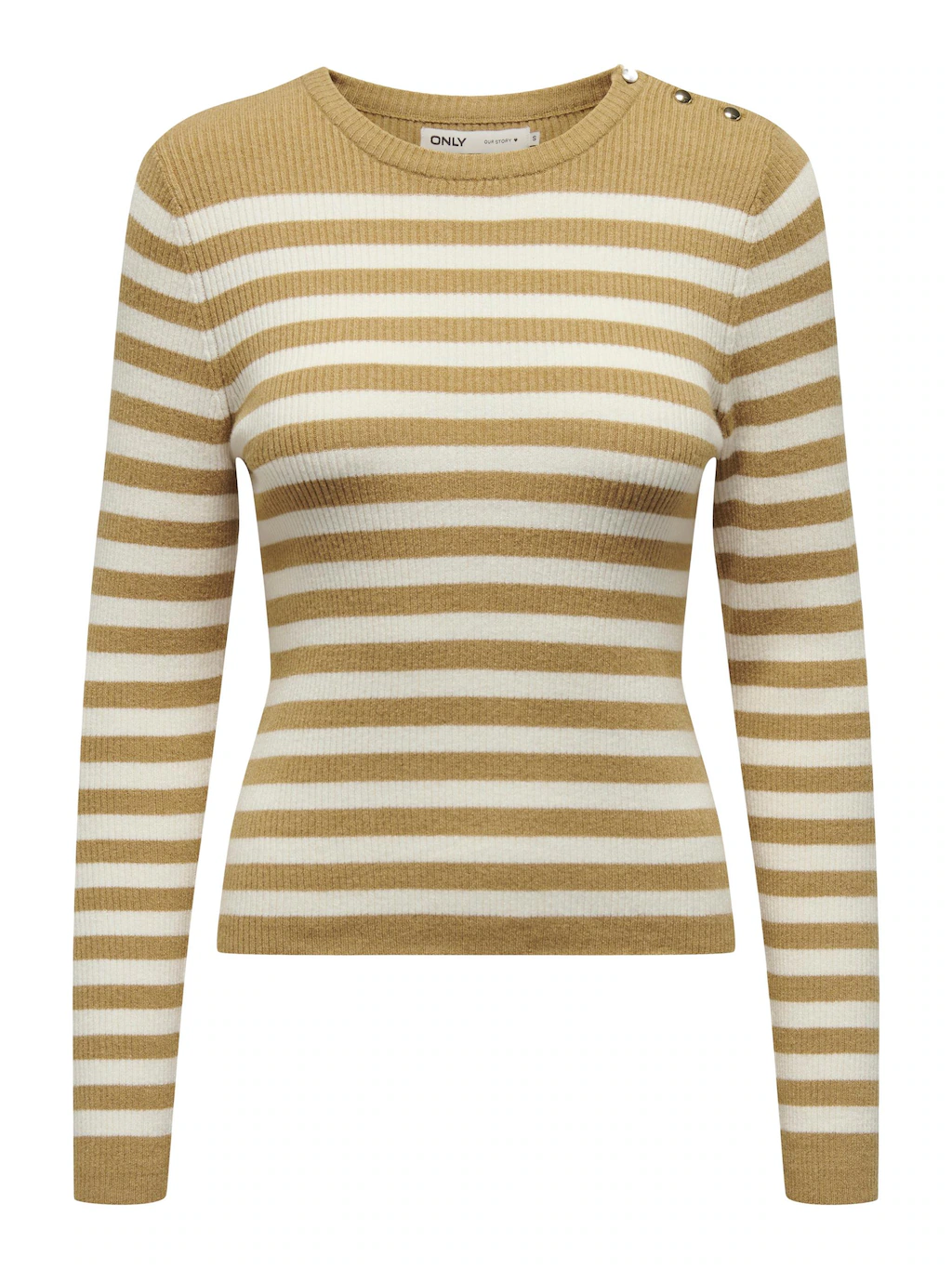 ONLY Rundhalspullover "ONLIBI LS STRIPE BUTTON O-NECK CC KNT" günstig online kaufen