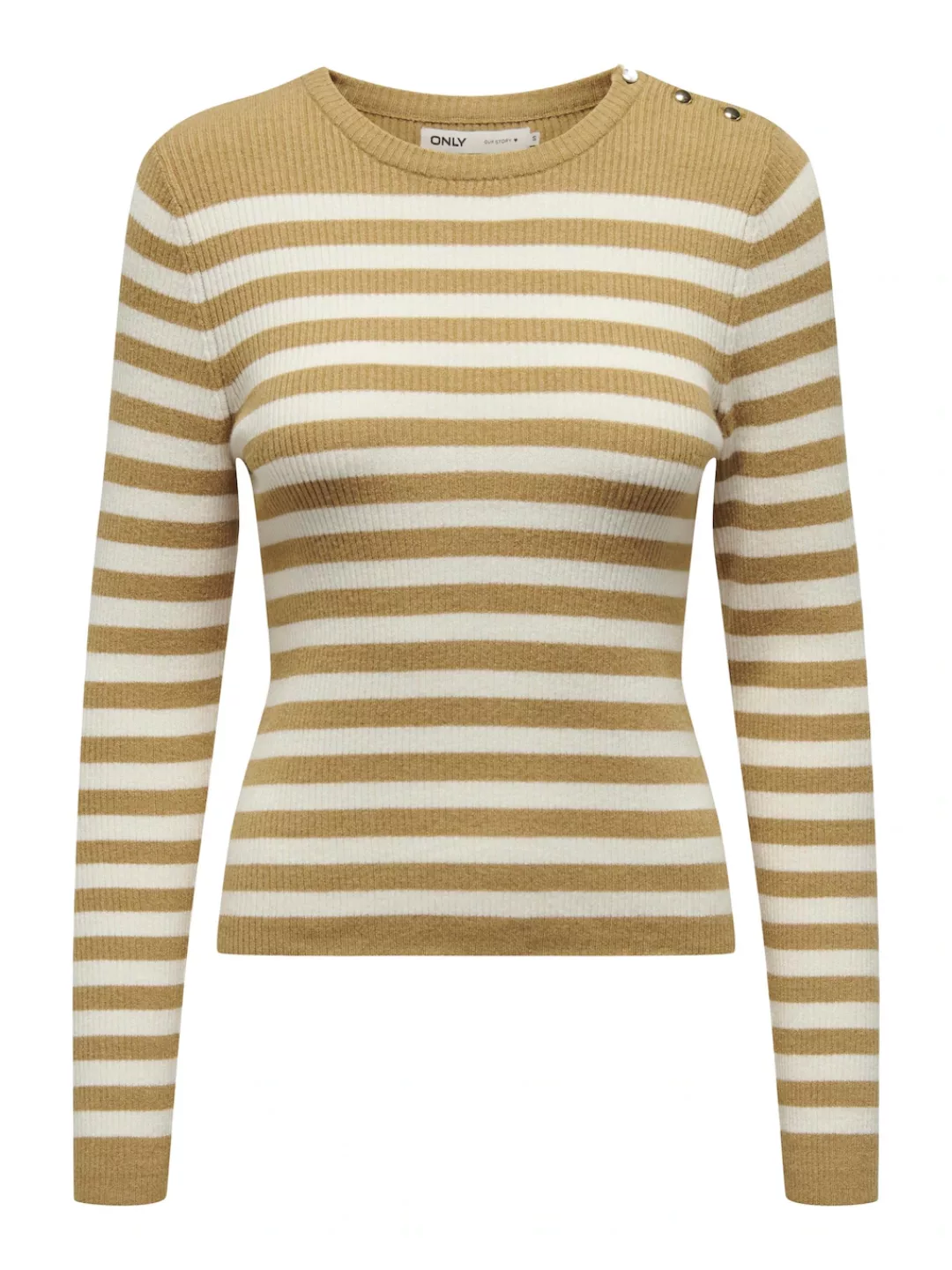 ONLY Rundhalspullover "ONLIBI LS STRIPE BUTTON O-NECK CC KNT" günstig online kaufen