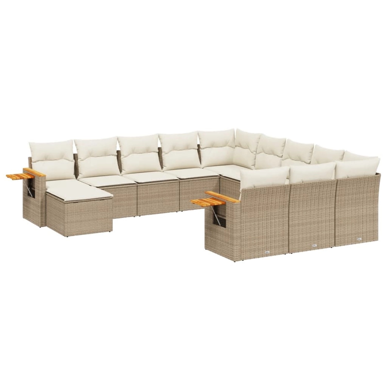 vidaXL 11-Tlg Garten-Sofagarnitur mit Kissen Beige Poly Rattan 3259608 günstig online kaufen