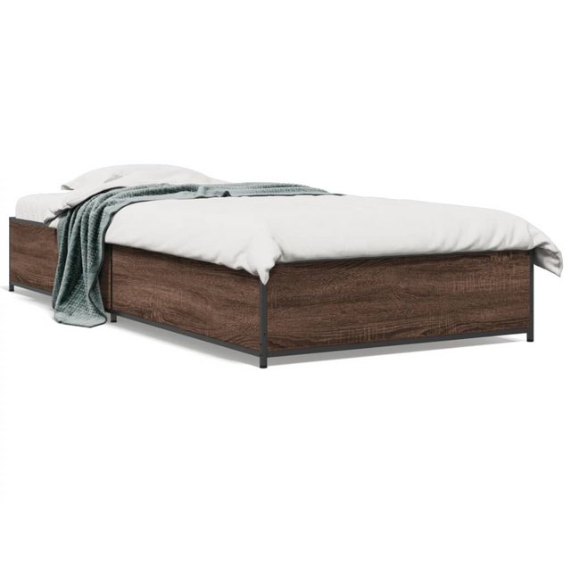 vidaXL Bett Bettgestell Braun Eichen-Optik 90x200 cm Holzwerkstoff Metall günstig online kaufen