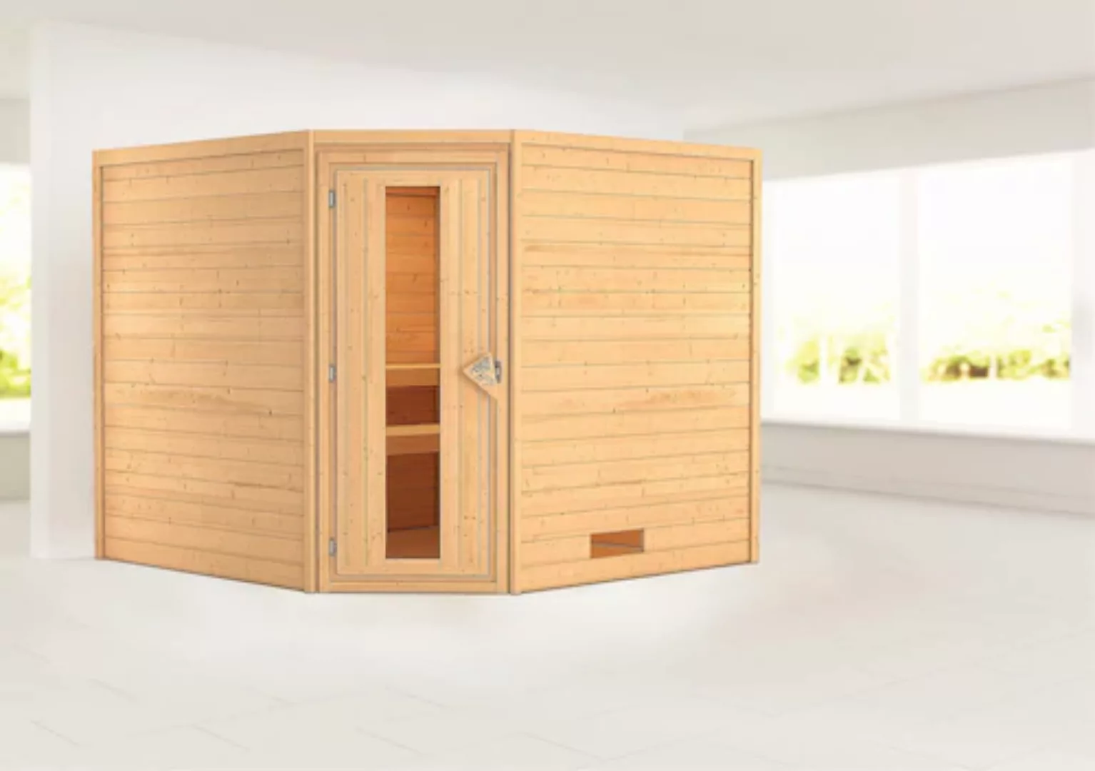 Karibu Sauna »"Leona" mit Energiespartür naturbelassen«, aus hochwertiger n günstig online kaufen