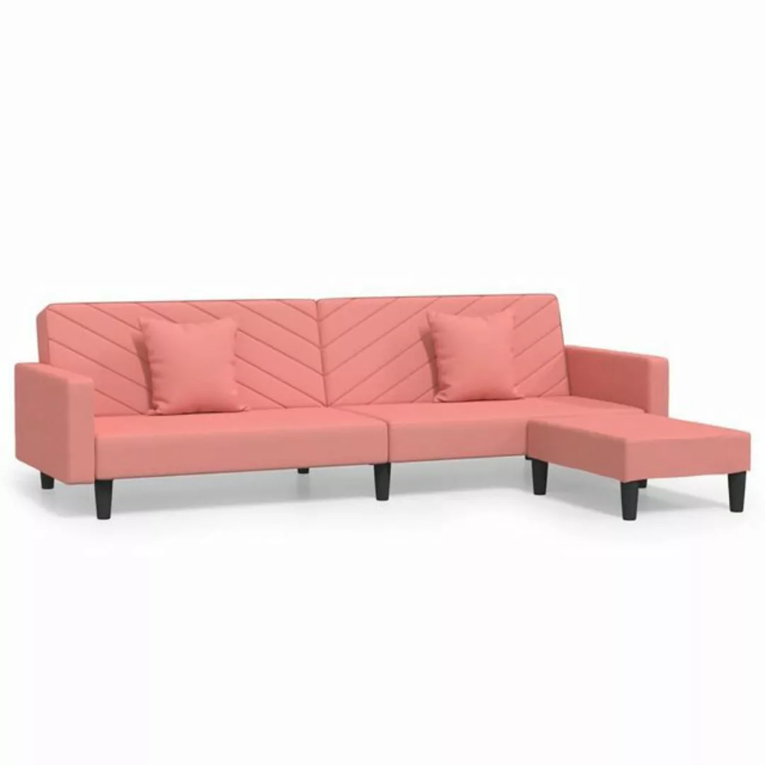 DOTMALL Big-Sofa 2-Sitzer-Schlafsofa mit zwei Kissen und Fußhocker aus rosa günstig online kaufen