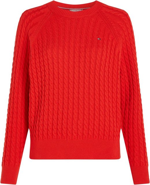 Tommy Hilfiger Rundhalspullover CO CABLE C-NK SWEATER mit Zopfmuster günstig online kaufen