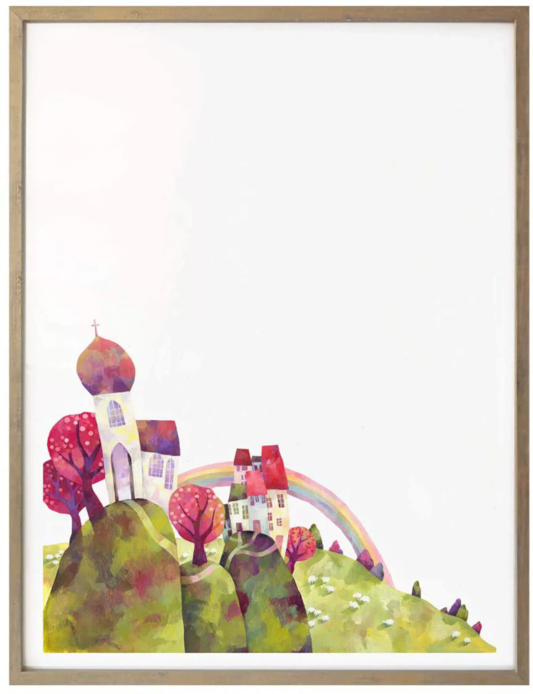 Wall-Art Poster "Märchen Wandbilder Die Dorfkirche", Gebäude, (1 St.), Post günstig online kaufen