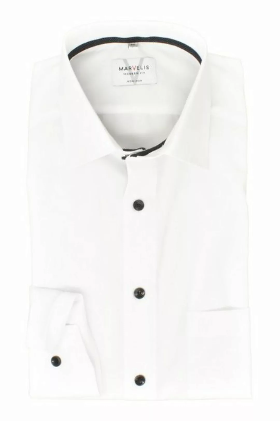 MARVELIS Businesshemd Businesshemd - Modern Fit - ELA - Einfarbig - weiß günstig online kaufen