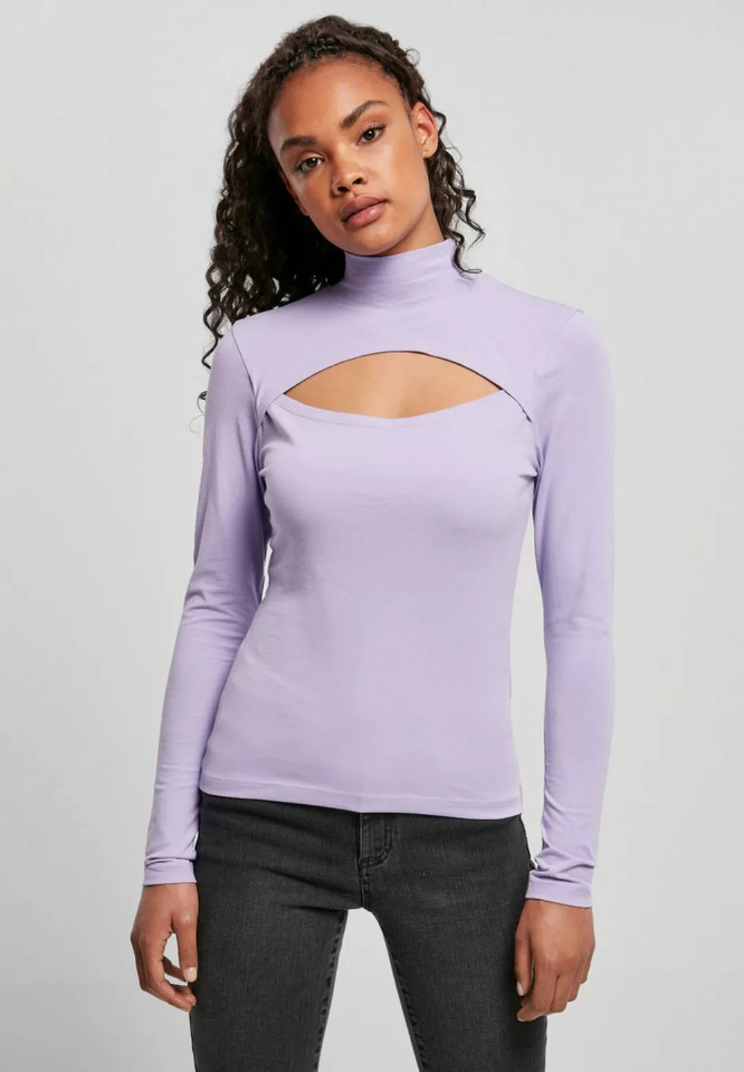 URBAN CLASSICS T-Shirt TB4513 - Ladies Cut-Out Turtleneck Longsleeve lavend günstig online kaufen