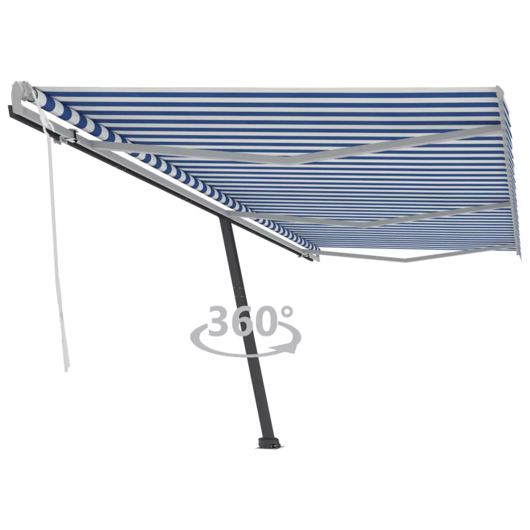 Standmarkise Einziehbar Handbetrieben 600x300 Cm Blau/weiß günstig online kaufen