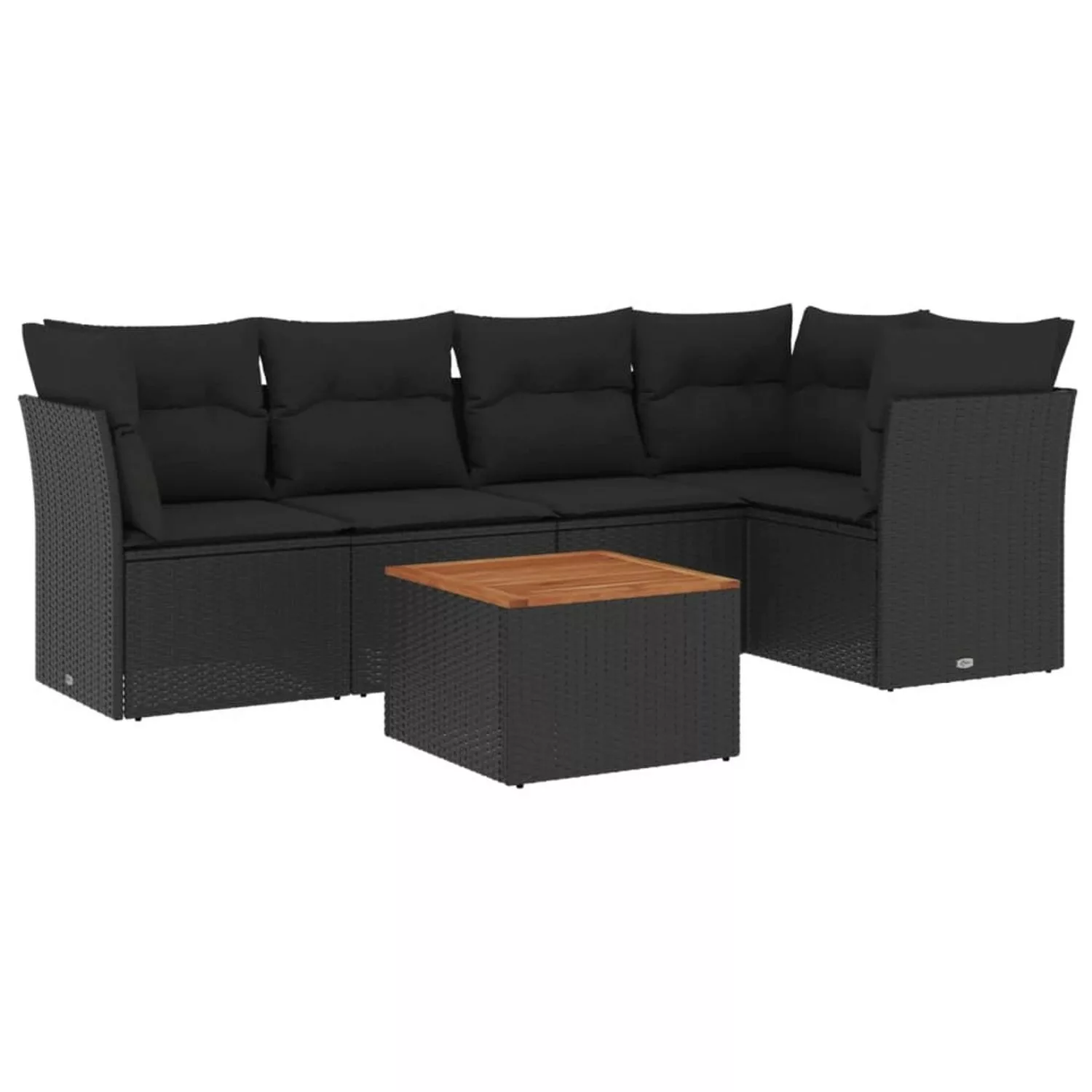 vidaXL 6-tlg Garten-Sofagarnitur mit Kissen Schwarz Poly Rattan Modell 63 günstig online kaufen