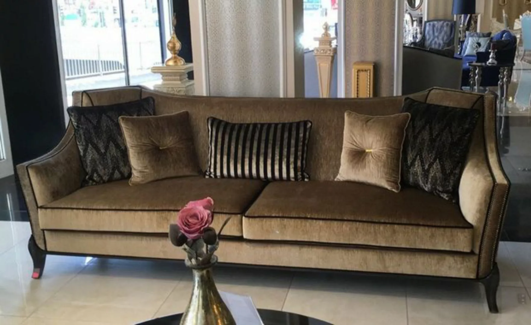Casa Padrino Sofa Luxus Barock Sofa Gold / Schwarz 250 x 90 x H. 100 cm - W günstig online kaufen