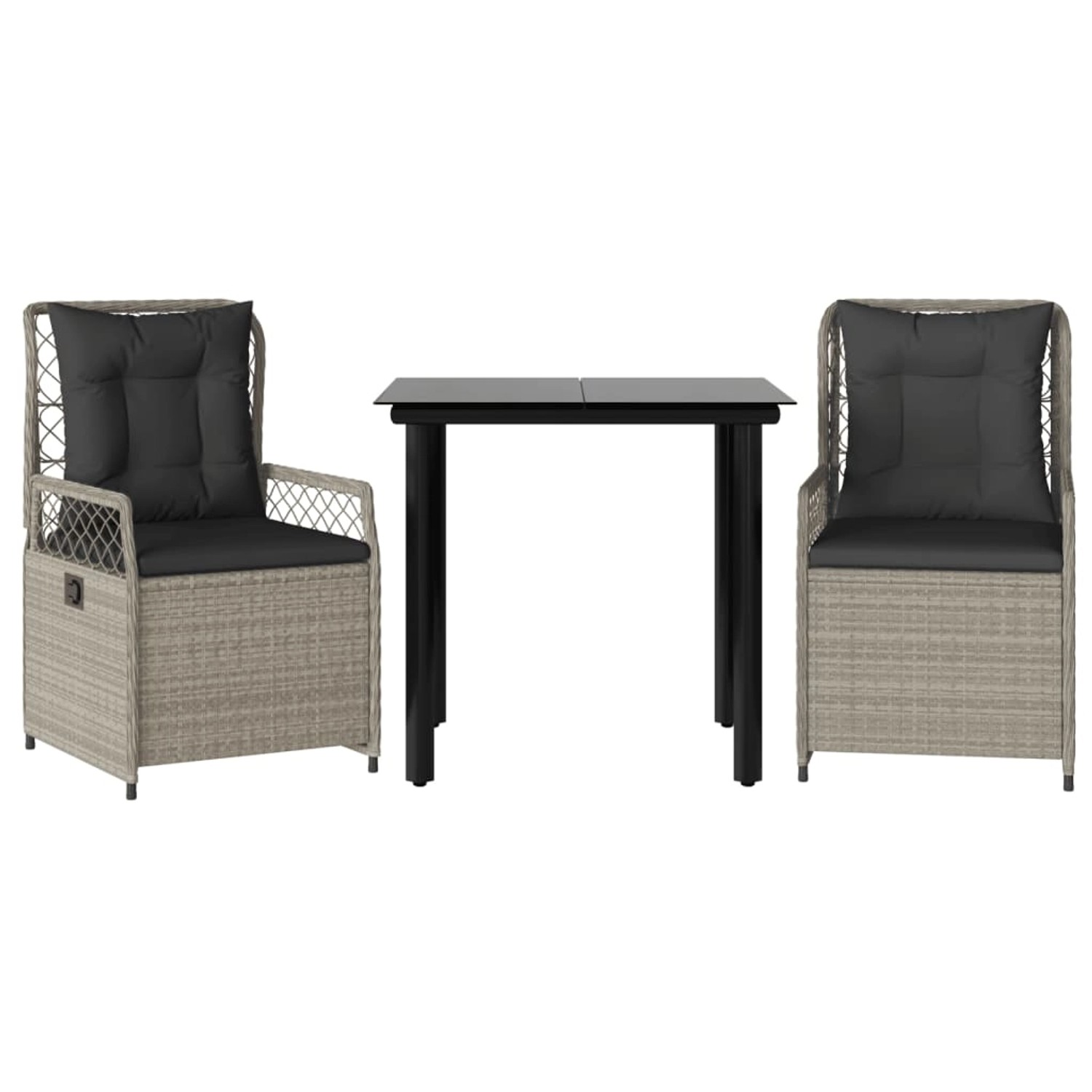 vidaXL 3-Tlg Garten-Essgruppe mit Kissen Hellgrau Poly Rattan 3263034 günstig online kaufen