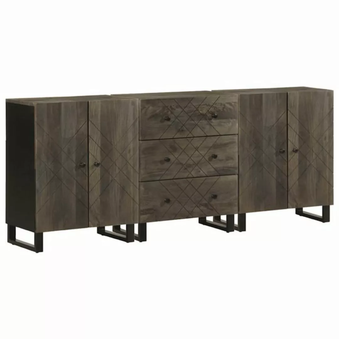 vidaXL Fächerschrank 3-tlg. Sideboards Schwarz 60x33x75 cm Massivholz günstig online kaufen