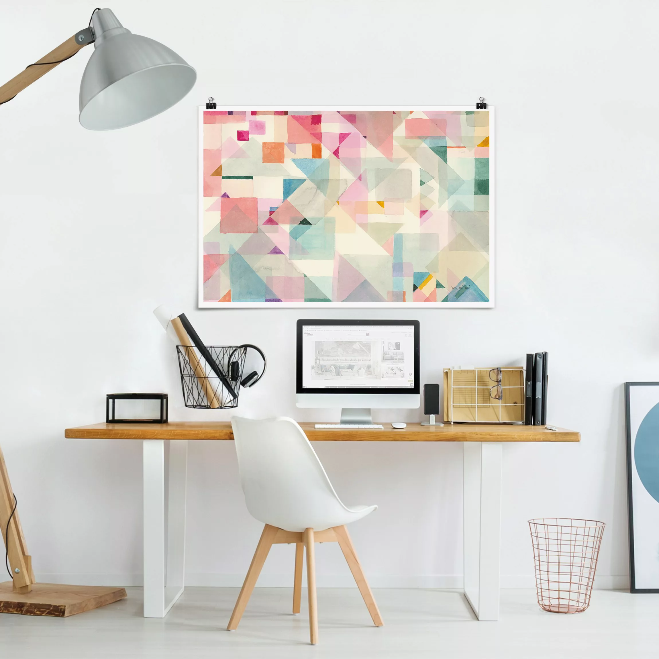 Poster Pastellfarbene Dreiecke günstig online kaufen