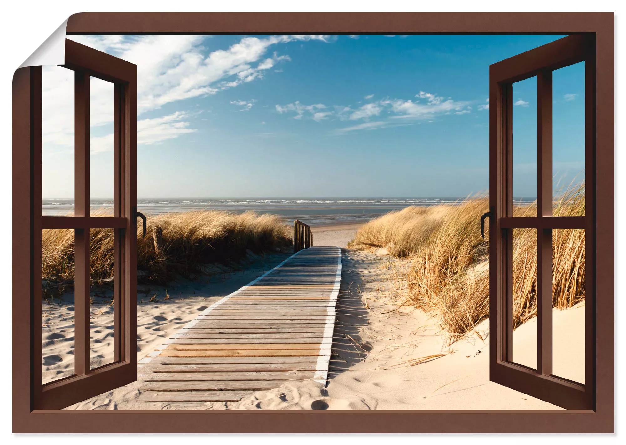 Artland Wandbild "Fensterblick Nordseestrand auf Langeoog", Fensterblick, ( günstig online kaufen