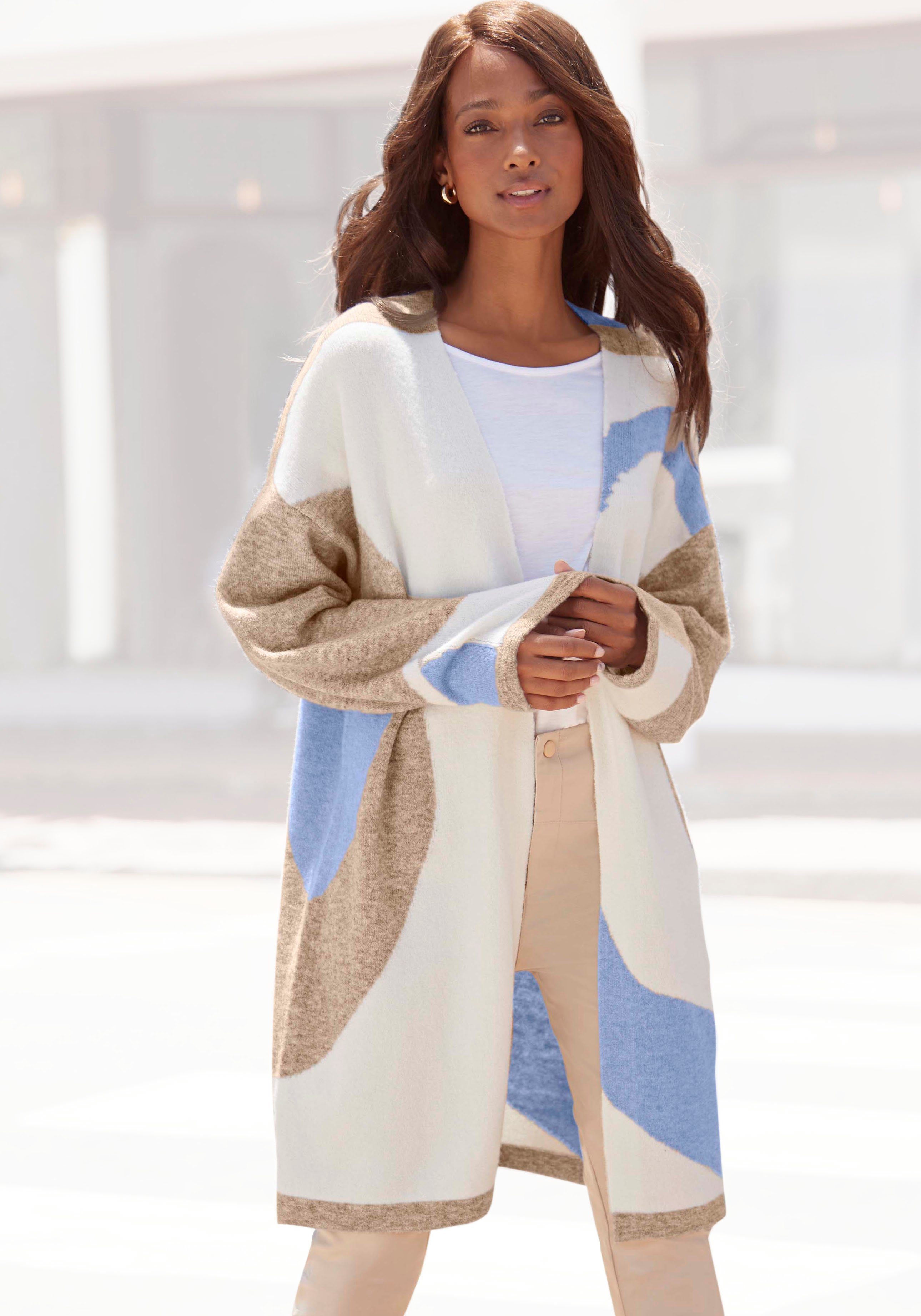 LASCANA Longstrickjacke mit Muster, weicher Cardigan, günstig online kaufen