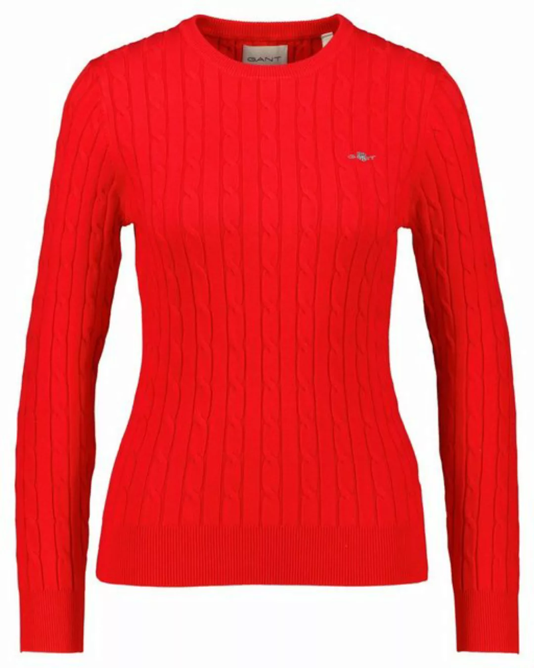 Gant Strickpullover Damen Strickpullover mit Zopfmuster Slim Fit (1-tlg) günstig online kaufen