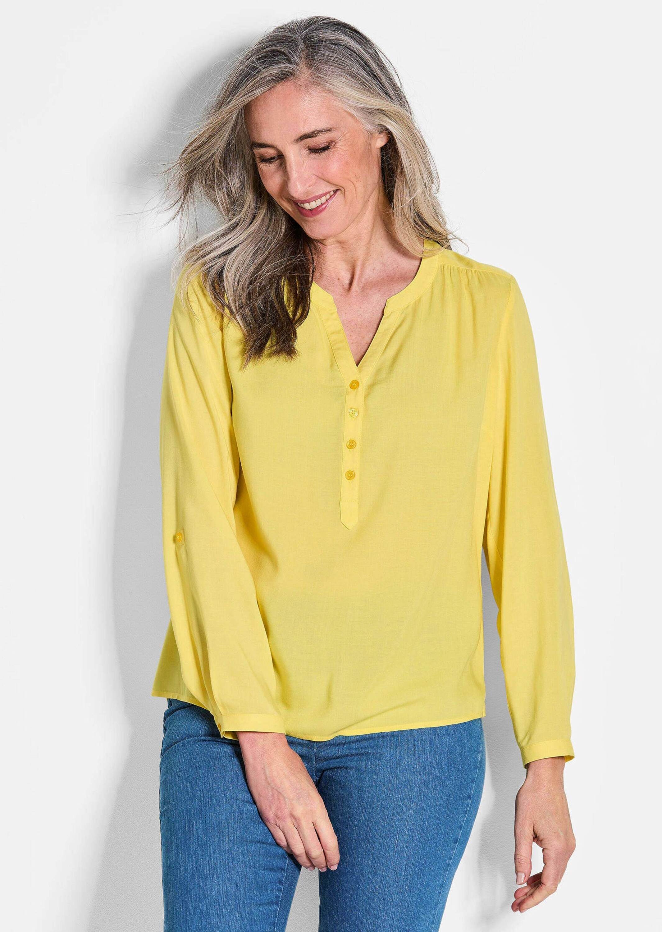 GOLDNER Schlupfbluse Langarm Businessbluse mit V-Ausschnitt günstig online kaufen