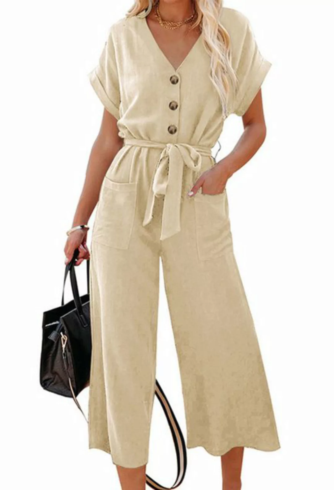 CHENIN 7/8-Overall Jumpsuit Lässiger, gerader Overall mit Riemchentasche El günstig online kaufen