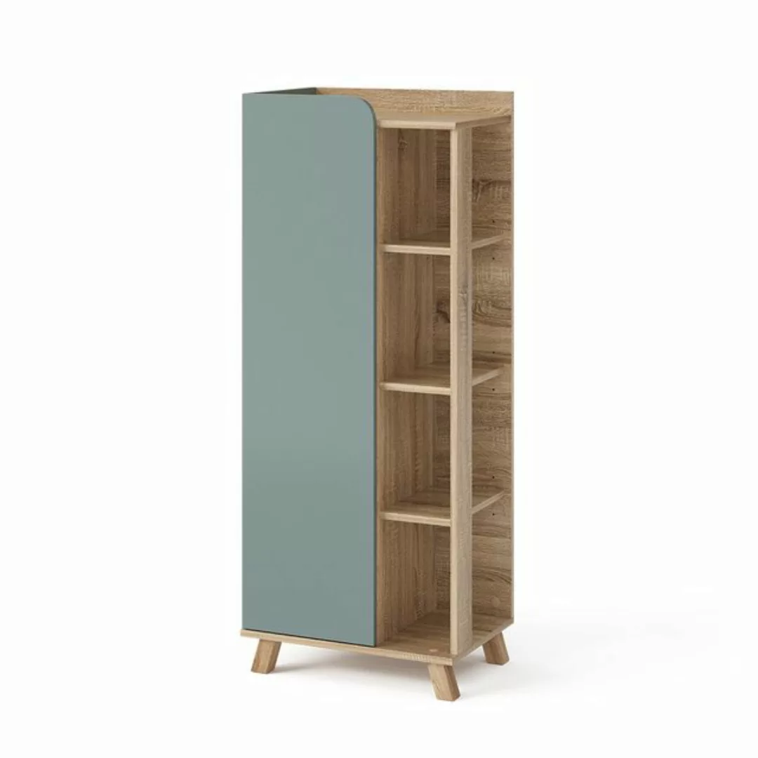 Vicco Midischrank Karen, Sonoma/Blau-Grau, 50 x 128 cm mit Tür und offenen günstig online kaufen