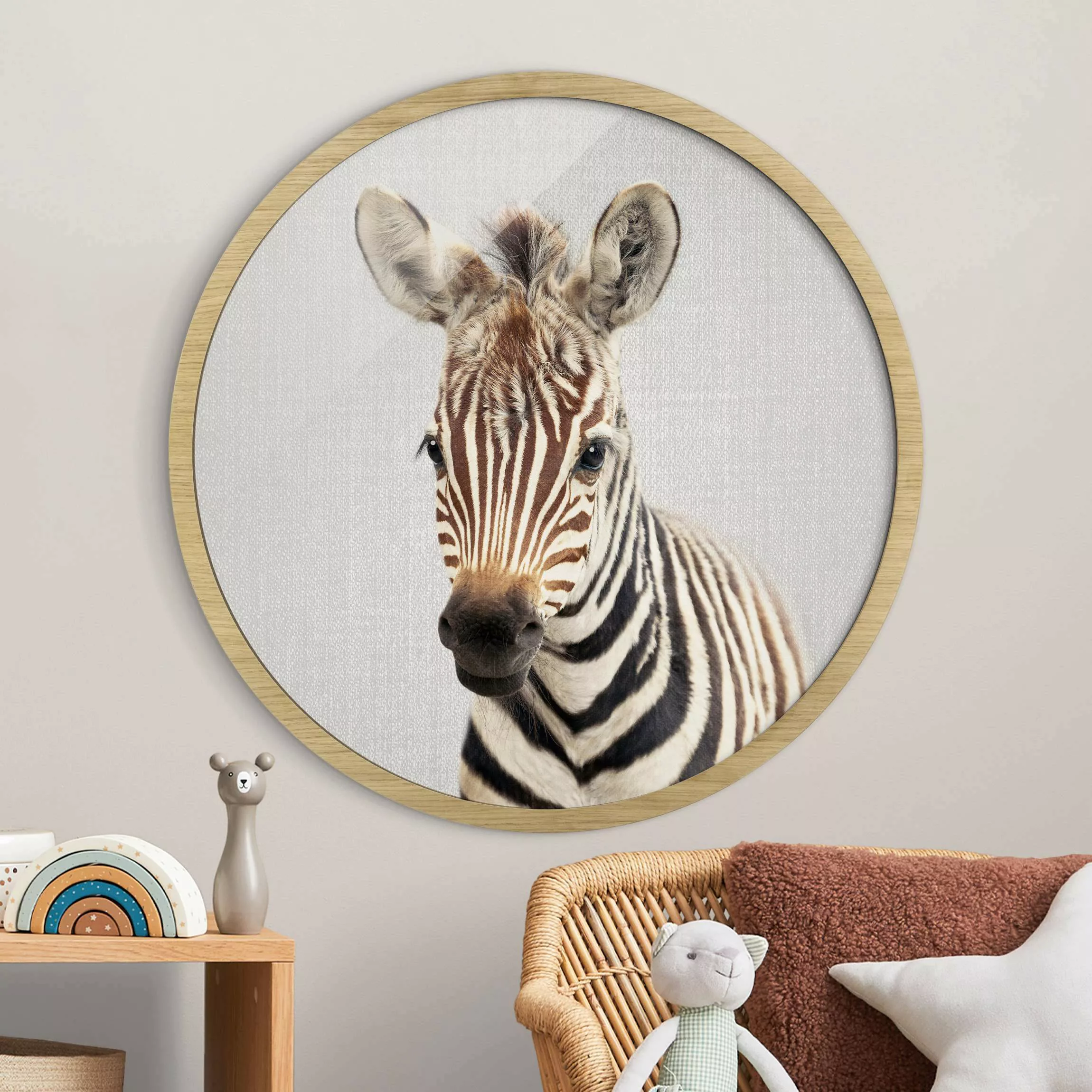 Rundes Gerahmtes Bild Baby Zebra Zoey günstig online kaufen