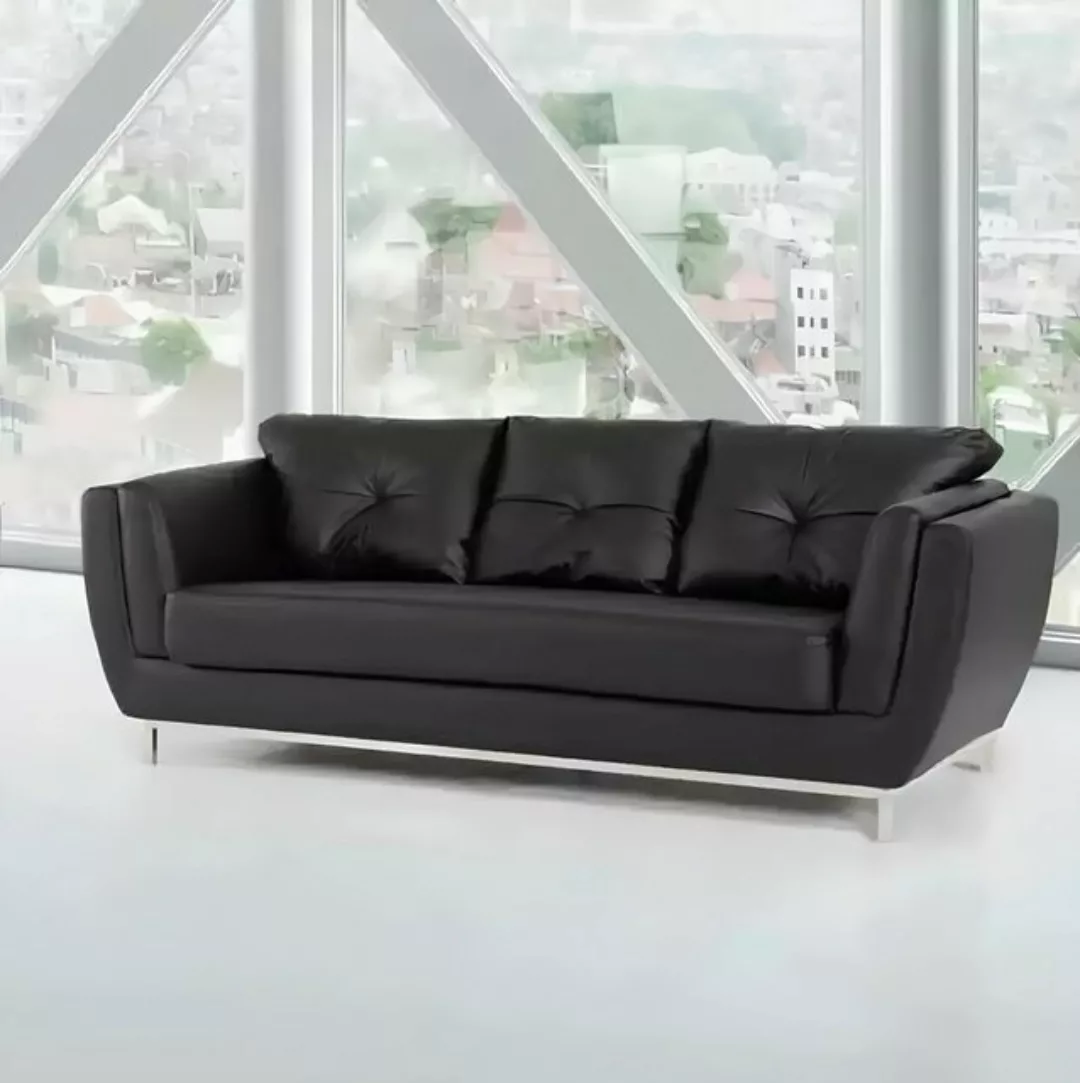 Xlmoebel Sofa Exklusive Ledersofa in Schwarz für drei Personen - Luxuriöses günstig online kaufen