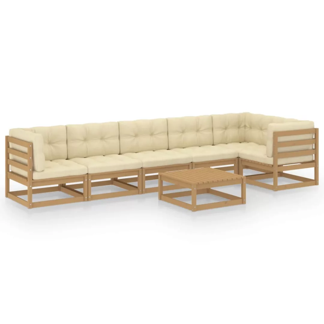 7-tlg. Garten-lounge-set Mit Kissen Kiefer Massivholz günstig online kaufen