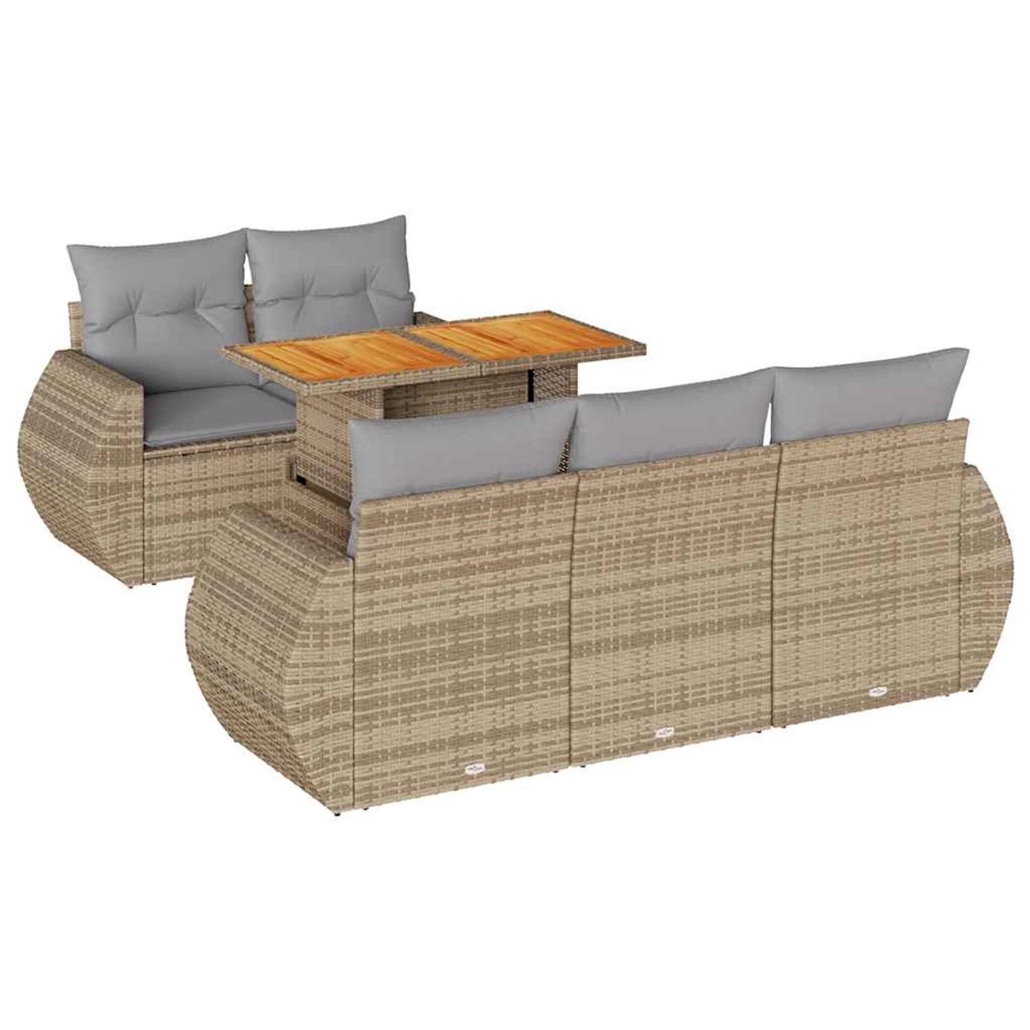 vidaXL 6-Tlg Garten-Sofagarnitur mit Kissen Beige Poly Rattan 3327216 günstig online kaufen