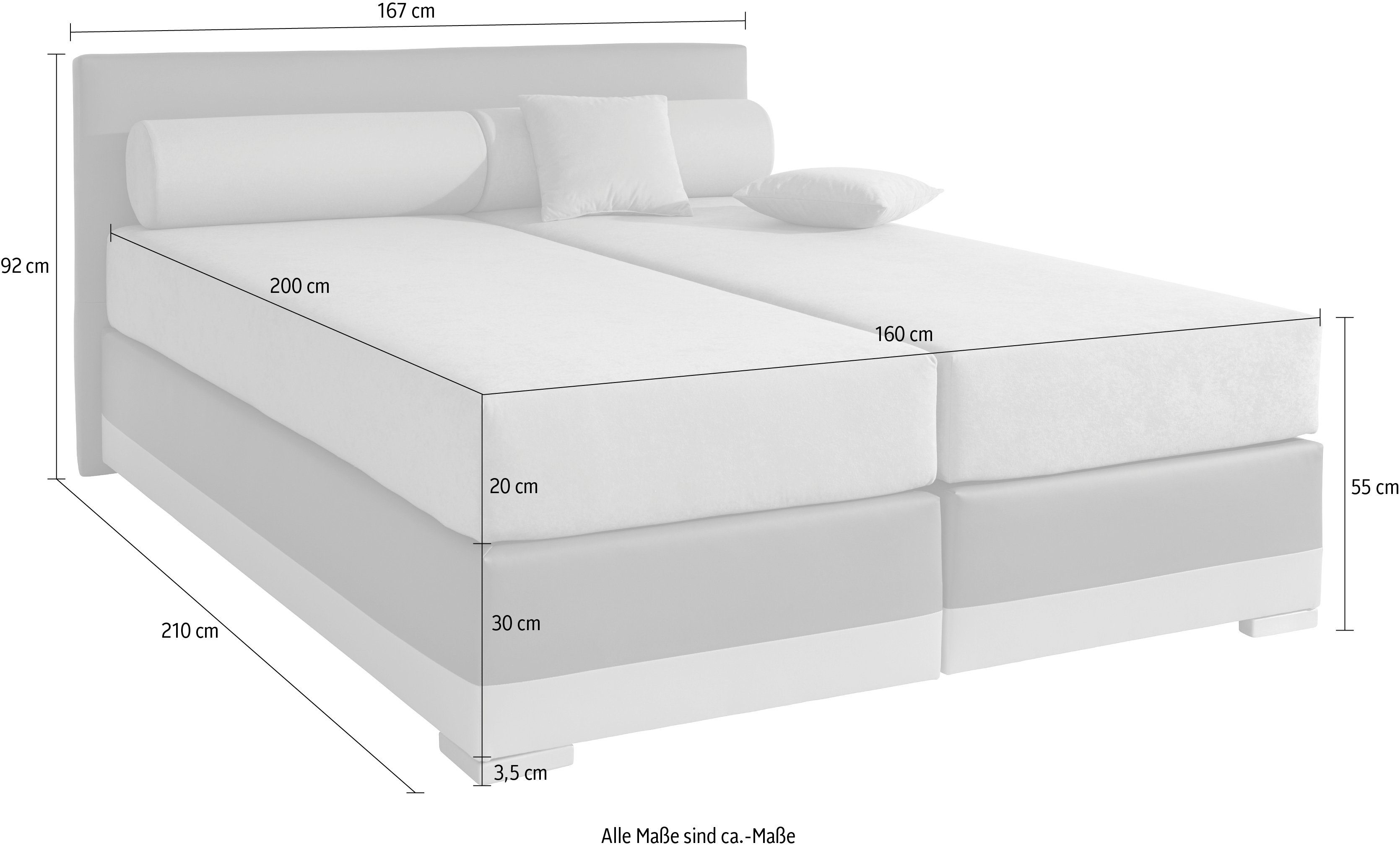 Maintal Boxspringbett "Lago", in 3 verschiedenen Matratzenarten, H2 oder H3 günstig online kaufen