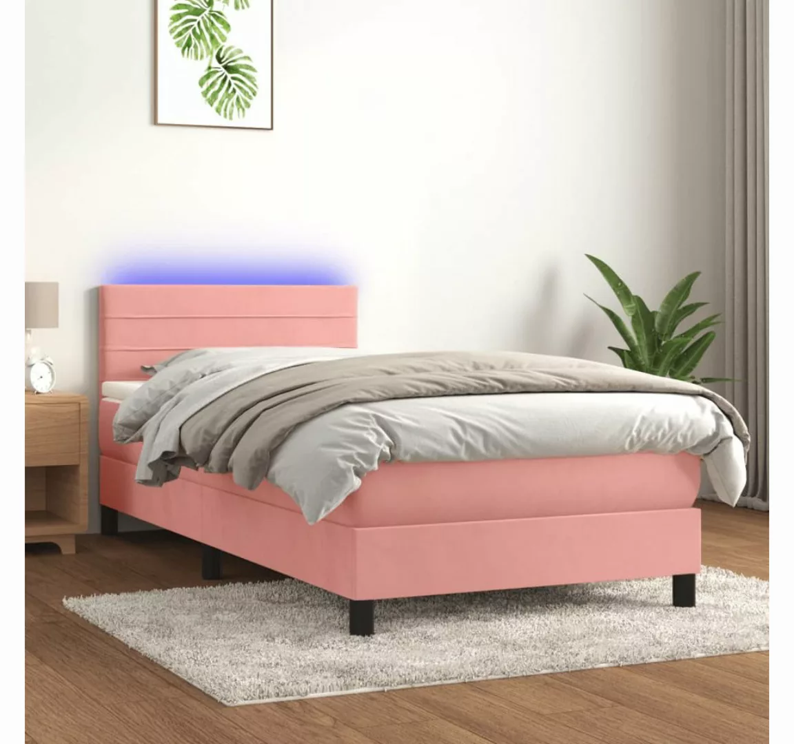 vidaXL Boxspringbett Bett Boxspringbett mit Matratze & LED Samt (90 x 200 c günstig online kaufen