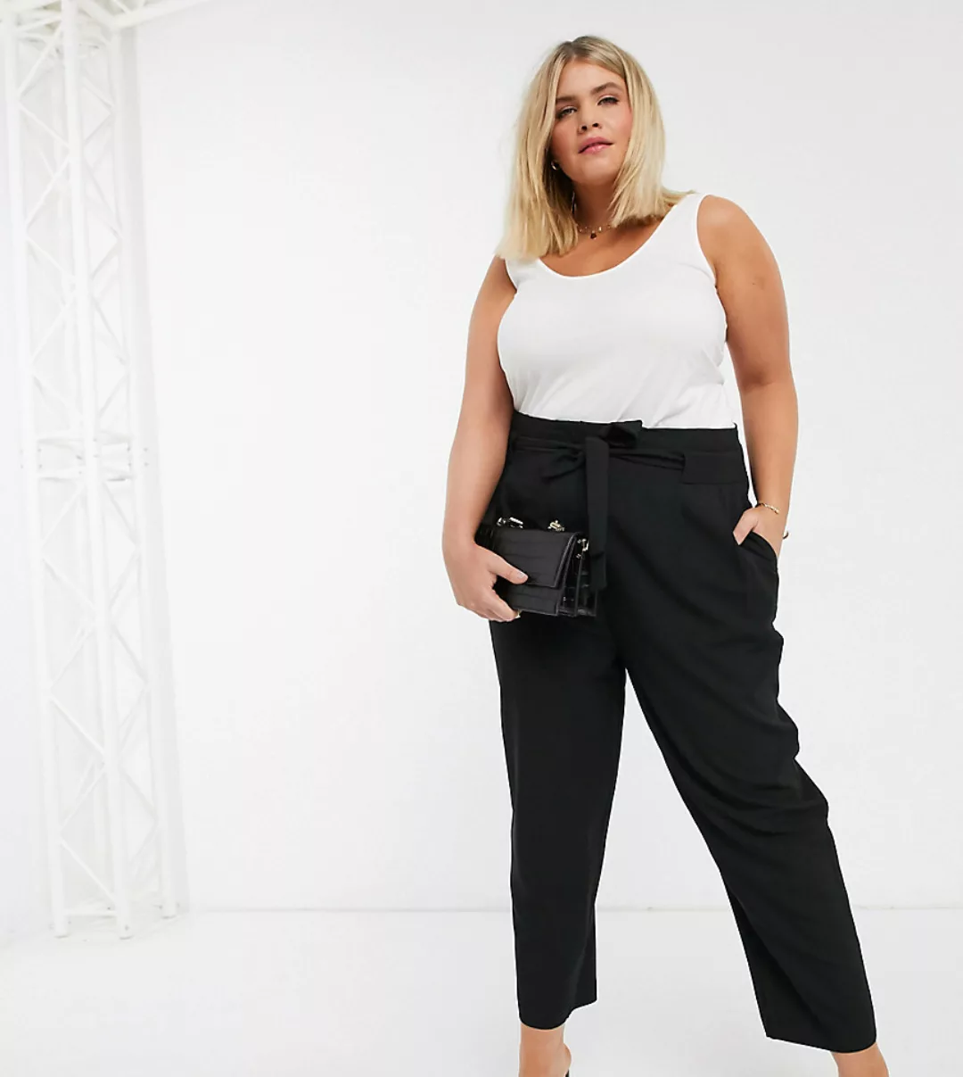 ASOS DESIGN Curve – Knöchellange, schmal zulaufende Hose mit Taillenschnüru günstig online kaufen