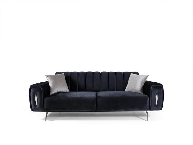 Xlmoebel 3-Sitzer Schwarzes Stoffsofa mit Design für drei Personen, Polster günstig online kaufen