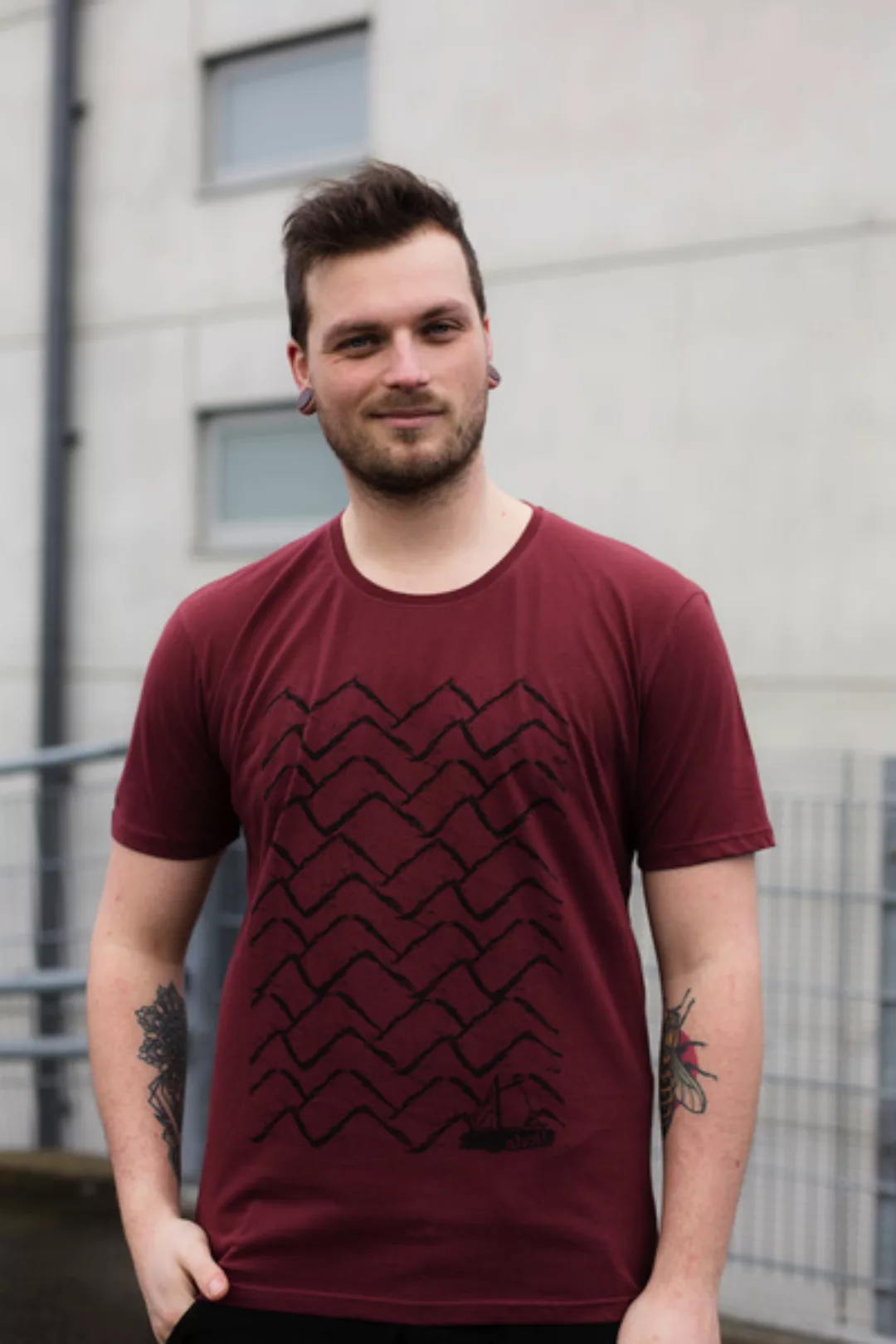 Herren T-shirt Mit Wellen Ahoi 3.0 Aus Biobaumwolle, Made In Portugal Ilp06 günstig online kaufen
