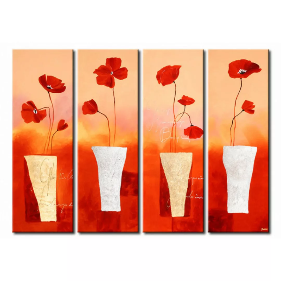 Wandbild Mohnblumen in Vasen  XXL günstig online kaufen